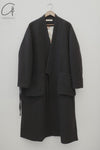 AVIVA JIFEI XUE 24 Autumn and Winter Black Wool Linen Satin Long Kimono Coat AJX-FW24-LKC-BWLS-HEI Black